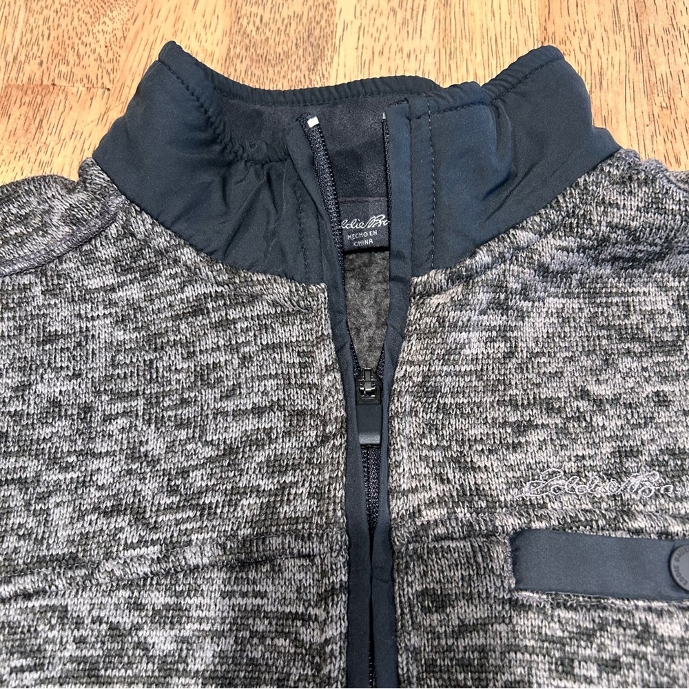 Eddie Bauer Dark Grey Heather Sweater-Knit Fleece 1/4-Zip Pullover| Men's Small‎ - Picture 7 of 12